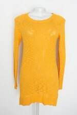 Vestido amarelo tricô Taco System feminina com fenda