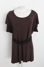Vestido deb feminino marrom com Faixa na Cintura
