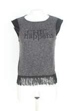 Blusa bershka feminina cinza com Franja