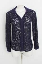 Camisa stylo & charme feminina azul com Renda