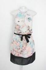 Vestido Carmin feminino estampado com Franzido e Forro