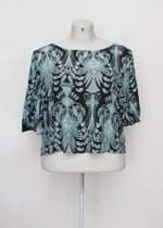 Blusa forum feminina azul estampada