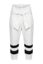 Calça cropped Open branca faixa na cintura